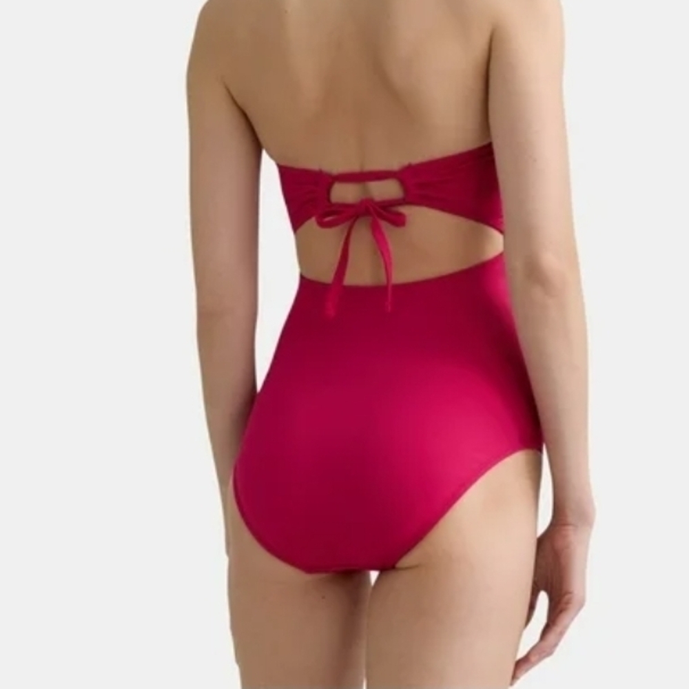Time and Tru Strapless Ruched One-Piece Swimsuit - Fuchsia - Picture 2 of 4